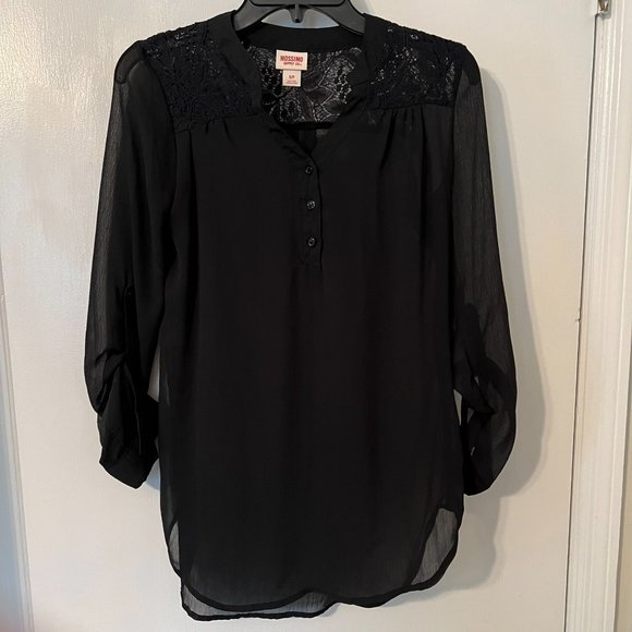 Mossimo Supply Co. Black Gauze Blouse Size Small - Picture 2 of 5
